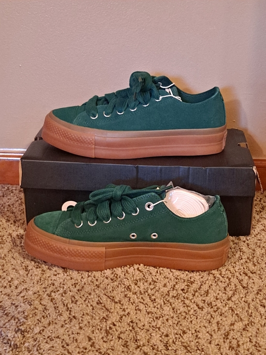 Converse All Stars Shoes - Converse CTAS Suede Women's Platform Midnight Clover/Gum Honey Sole Size 7.5